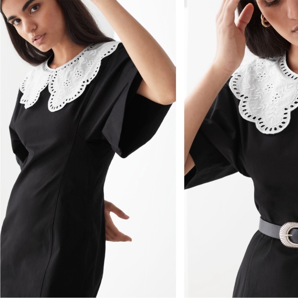 NWT Anthropologie & Other Stories Eyelet Collar Voluminous Sleeve Dress Size 2